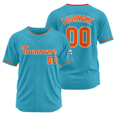 Benutzerdefinierte Authentisch Baseball-Trikot Hellblau-Orange