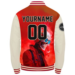 Benutzerdefinierte Verlauf Varsity-Jacke. Letterman-Jacke Rot Creme