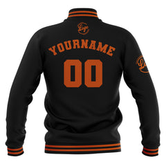 Benutzerdefiniert Schwarz Dunkel Orange Wasserdichte Varsity Jacken Personalisiert genäht Name Nummer Logo zu Letterman Jacken