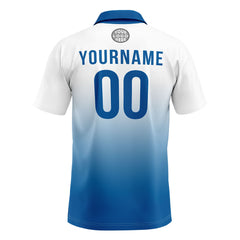 Benutzerdefinierte Weiß Blau Fußball Polo-Shirts Fügen Sie Ihr Einzigartiges hinzu Logo/Name/Nummer