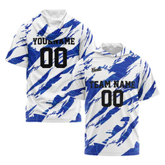 Benutzerdefinierte Weiß Blau Kurzarm-Kapuzenpullover für Männer Frauen Hemden mit Kapuzen gedruckt Name Logo