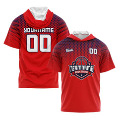 Benutzerdefinierte Rot Marine Kurzarm-Kapuzenpullover für Männer Frauen Hemden mit Kapuzen gedruckt Name Logo