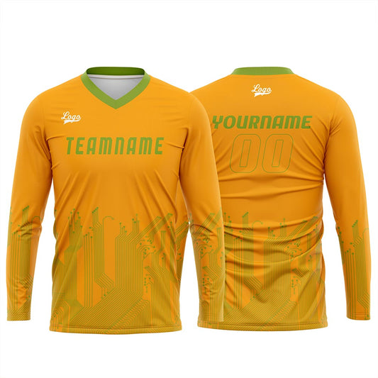 Kundenspezifisches Orange Grün Basketball Fußball Schießen langes T-Shirt für Erwachsene und Kinder