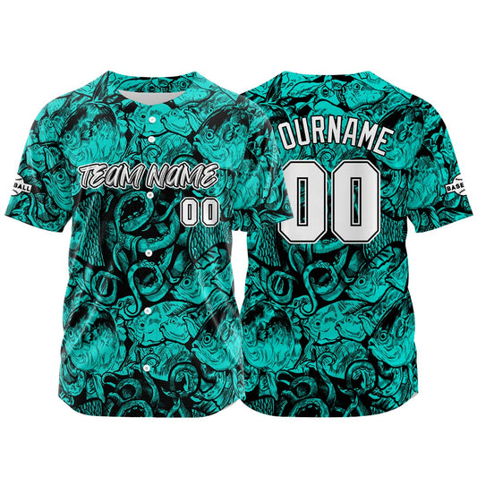 Benutzerdefinierte Baseball Jersey Personalisierte Baseball Shirt genäht und Druck Teal