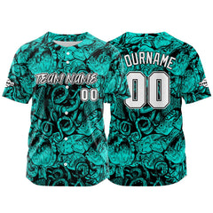 Benutzerdefinierte Baseball Jersey Personalisierte Baseball Shirt genäht und Druck Teal