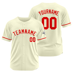 Benutzerdefinierte Authentisch Baseball-Trikot Creme-Rot