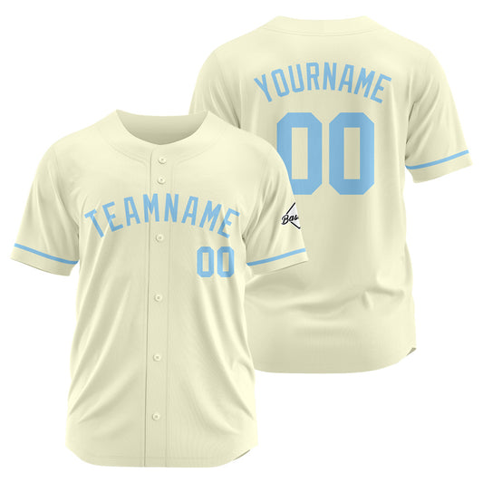 Benutzerdefinierte Authentisch Baseball-Trikot Creme-Hellblau