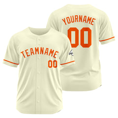 Benutzerdefinierte Authentisch Baseball-Trikot Creme-Orange