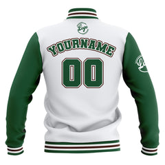 Benutzerdefiniert Weiß Grün Braun Wasserdichte Varsity Jacken Personalisiert genäht Name Nummer Logo zu Letterman Jacken