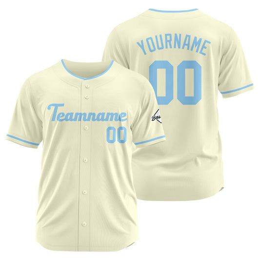 Benutzerdefinierte Authentisch Baseball-Trikot Creme-Hellblau