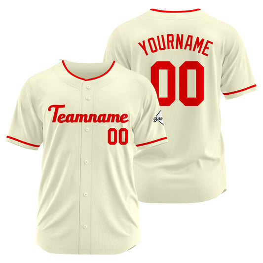 Benutzerdefinierte Authentisch Baseball-Trikot Creme-Rot