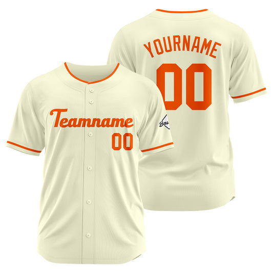 Benutzerdefinierte Authentisch Baseball-Trikot Creme-Orange