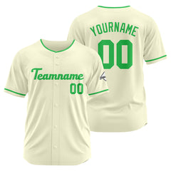 Benutzerdefinierte Authentisch Baseball-Trikot Creme-Grün