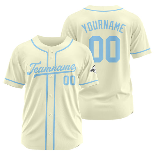 Benutzerdefinierte Authentisch Baseball-Trikot Creme-Hellblau