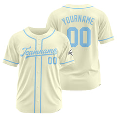 Benutzerdefinierte Authentisch Baseball-Trikot Creme-Hellblau