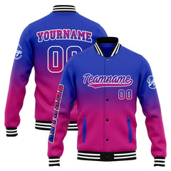 Benutzerdefinierte Verlauf Varsity-Jacke. Letterman-Jacke Royal Rose
