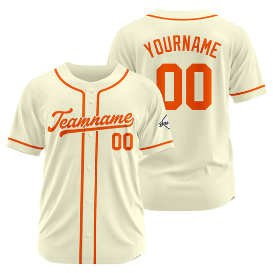 Benutzerdefinierte Authentisch Baseball-Trikot Creme-Orange