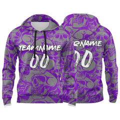 Benutzerdefinierter Sweatshirt-Hoodie für Mann, Frau, Mädchen, Junge. Drucken Sie Ihr Logo, Ihren Namen und Ihre Nummer Lila&Grau