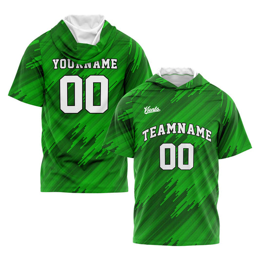 Benutzerdefinierte Grün Kurzarm-Kapuzenpullover für Männer Frauen Hemden mit Kapuzen gedruckt Name Logo