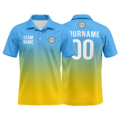 Benutzerdefinierte Hellblau Gelb Fußball Polo-Shirts Fügen Sie Ihr Einzigartiges hinzu Logo/Name/Nummer