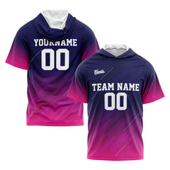 Benutzerdefinierte Marine Rosa Kurzarm-Kapuzenpullover für Männer Frauen Hemden mit Kapuzen gedruckt Name Logo