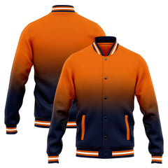 Benutzerdefinierte Varsity-Jacke. Letterman-Jacke für Männer, Frauen und Jugendliche Marine Orange