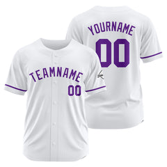 Benutzerdefinierte Authentisch Baseball-Trikot Weiß- Lila
