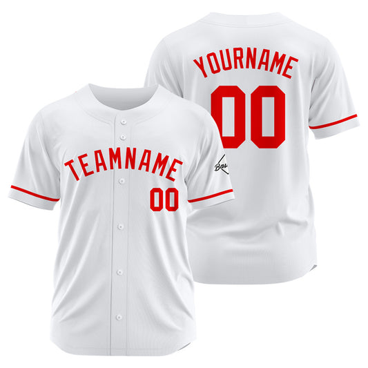 Benutzerdefinierte Authentisch Baseball-Trikot weiß-Rot