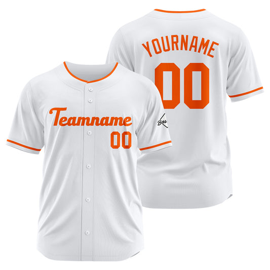 Benutzerdefinierte Authentisch Baseball-Trikot Weiß-Orange