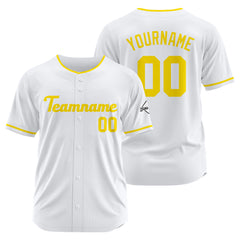 Benutzerdefinierte Authentisch Baseball-Trikot Weiß Gelb