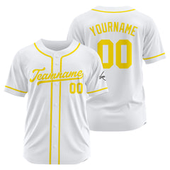 Benutzerdefinierte Authentisch Baseball-Trikot Weiß Gelb