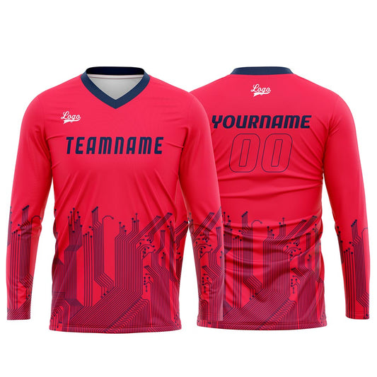 Kundenspezifisches Rose Rot Dunkelblau Basketball Fußball Schießen langes T-Shirt für Erwachsene und Kinder