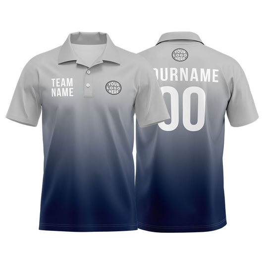 Benutzerdefinierte Grau Marine Fußball Polo-Shirts Fügen Sie Ihr Einzigartiges hinzu Logo/Name/Nummer