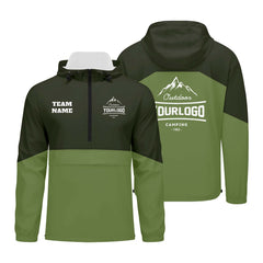 Anpassbare Armeegrün Grün Winddichte Softshell Kapuzenjacke - Vollverschluss, Logo- & Text-Druck