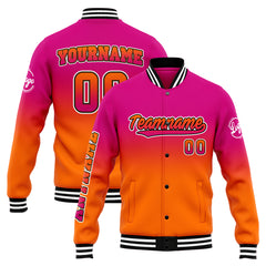 Benutzerdefinierte Verlauf Varsity-Jacke. Letterman-Jacke Rose Orange