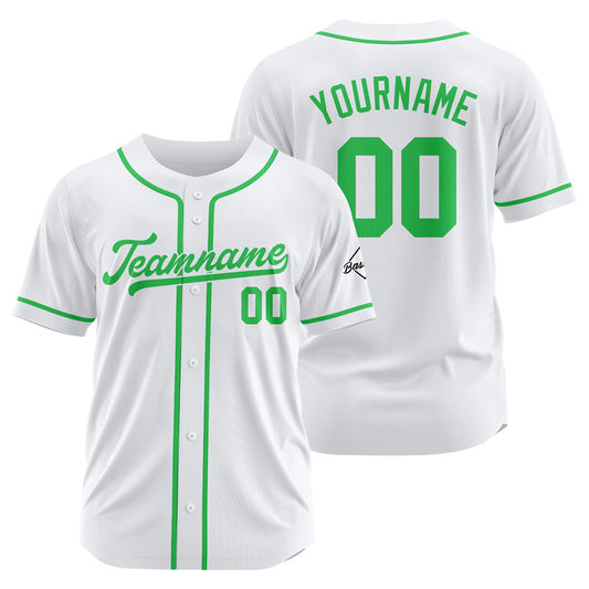 Benutzerdefinierte Authentisch Baseball-Trikot Weiß-Grün