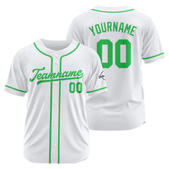 Benutzerdefinierte Authentisch Baseball-Trikot Weiß-Grün