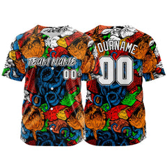 Benutzerdefinierte Baseball Jersey Personalisierte Baseball Shirt genäht und Druck Orange&Royal