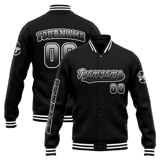 Benutzerdefinierte Varsity-Jacke. Letterman-Jacke für Männer, Frauen und Jugendliche Weiß Schwarz