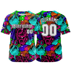 Benutzerdefinierte Baseball Jersey Personalisierte Baseball Shirt genäht und Druck Teal&Rose