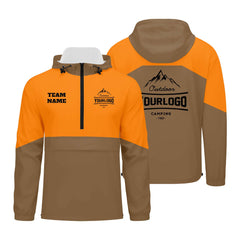 Anpassbare Braun Orange Winddichte Softshell Kapuzenjacke - Vollverschluss, Logo- & Text-Druck