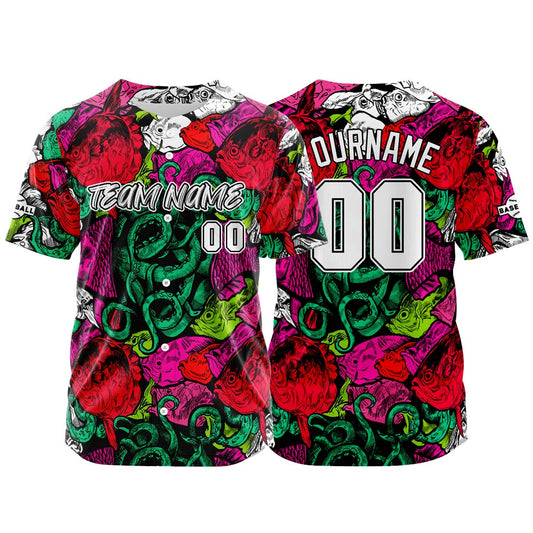 Benutzerdefinierte Baseball Jersey Personalisierte Baseball Shirt genäht und Druck Rot&Grün