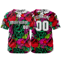 Benutzerdefinierte Baseball Jersey Personalisierte Baseball Shirt genäht und Druck Rot&Grün