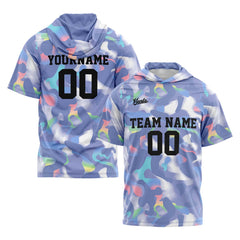 Benutzerdefinierte Hellviolett Kurzarm-Kapuzenpullover für Männer Frauen Hemden mit Kapuzen gedruckt Name Logo