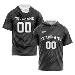 Benutzerdefinierte Grau Kurzarm-Kapuzenpullover für Männer Frauen Hemden mit Kapuzen gedruckt Name Logo