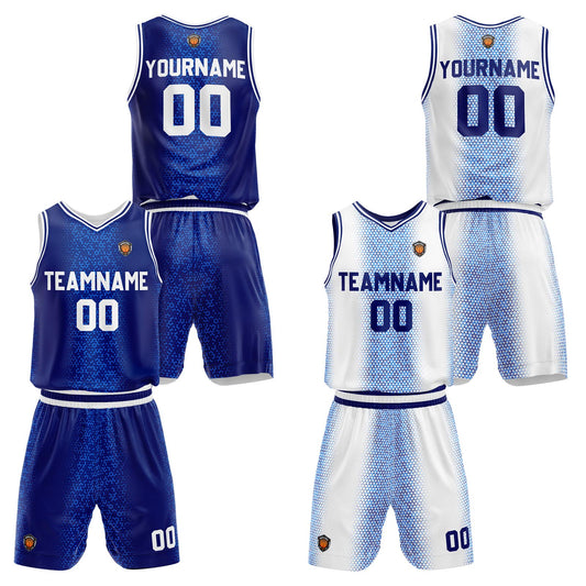 Benutzerdefinierte Royal Reversible Basketball Jersey Personalisierte Name Nummernlogo drucken