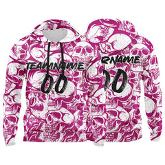 Benutzerdefinierter Sweatshirt-Hoodie für Mann, Frau, Mädchen, Junge. Drucken Sie Ihr Logo, Ihren Namen und Ihre Nummer Rot Violett&Weiß