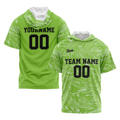 Benutzerdefinierte Grün Kurzarm-Kapuzenpullover für Männer Frauen Hemden mit Kapuzen gedruckt Name Logo