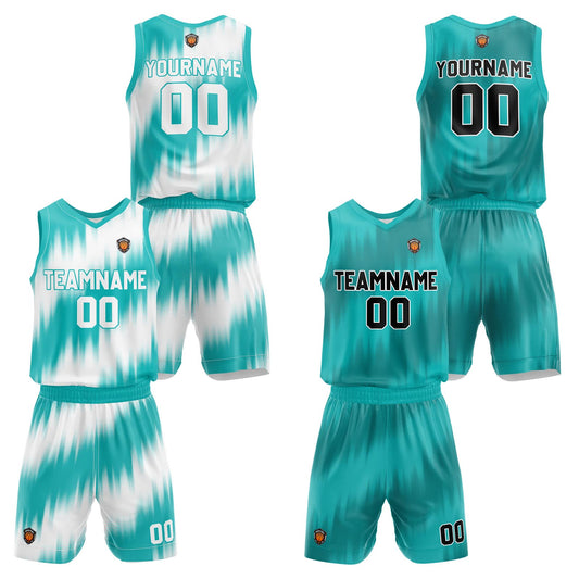 Benutzerdefinierte Teal Reversible Basketball Jersey Personalisierte Name Nummernlogo drucken