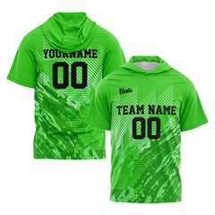 Benutzerdefinierte Grün Kurzarm-Kapuzenpullover für Männer Frauen Hemden mit Kapuzen gedruckt Name Logo